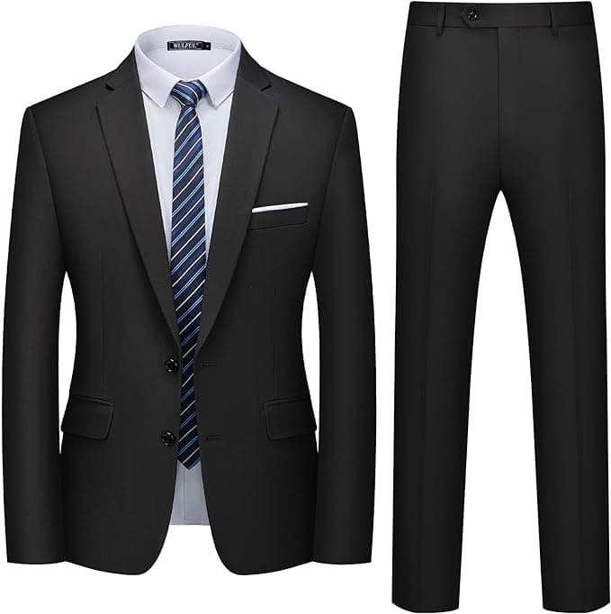WULFUL Men's 2 Piece Suits Slim Fit Two Button Blazer Jacket Pants Set for Party,Wedding and Business - Image 1