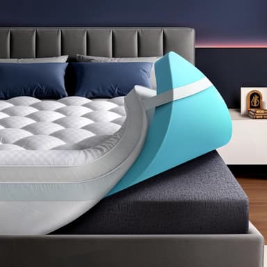 Biteany 5 Inch Mega Support Memory Foam Mattress Topper for Pressure Relief, Dual Layer 2.5" Pillow Top Mattress Topper Plus 2.5" Cooling Gel Infused Memory Foam Mattress Pad (Queen - Image 2