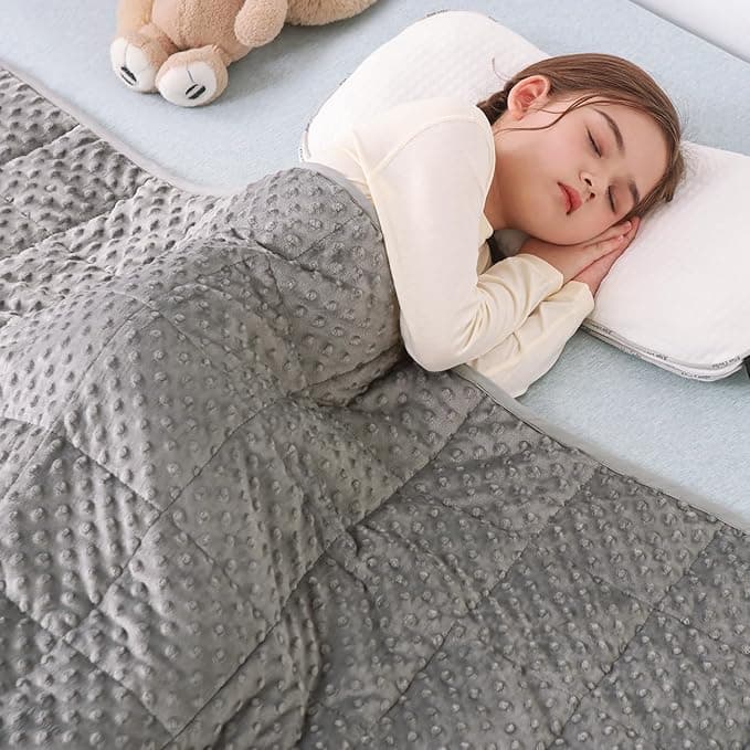 Sivio Weighted Blanket 7 Pounds, Heavy Blankets for Bed, Dual Side Soft Minky and Breathable Weighted Blanket, 41"x 60" Grey - Image 1