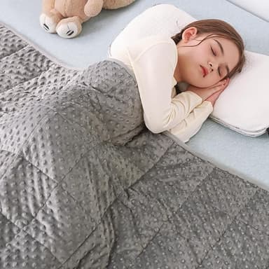 Sivio Weighted Blanket 7 Pounds, Heavy Blankets for Bed, Dual Side Soft Minky and Breathable Weighted Blanket, 41"x 60" Grey - Image 1