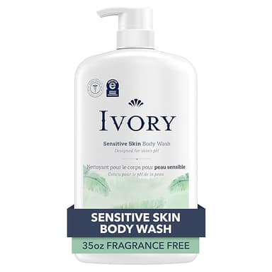 Ivory Body Wash, Designed for the Whole Family, Gentle Formula, Free of Dyes Heavy Perfumes Parabens Phthalates & Silicones, Fragnance-Free, 35 oz - Image 1
