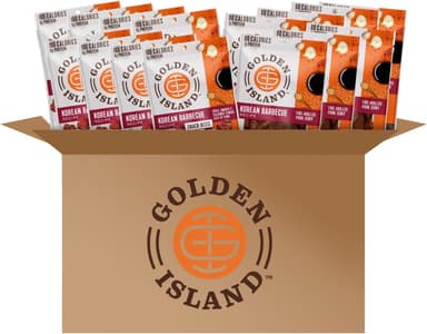 Golden Island Pork Jerky Korean BBQ Variety Pack, Great Stocking Stuffers, Gluten Free with Korean Barbecue Seasoning, 100 & 80 Calories Pork Protein Snacks, (8) 1.25oz Snack Bite & (7) 1oz Jerky Bags - Image 2