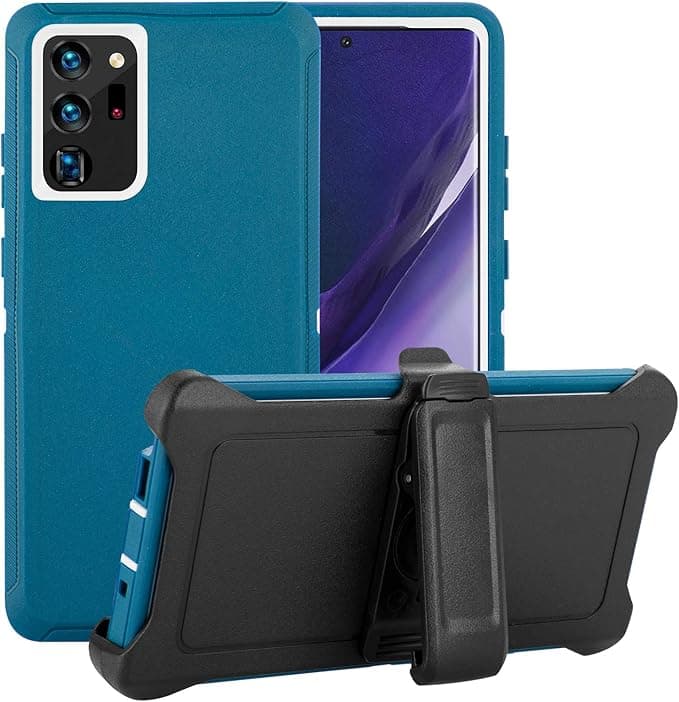 Galaxy Note 20 Ultra Case,Drop Protection Full Body Rugged Heavy Duty Case,Shockproof/Drop/Dust Proof 3-Layer Protective Durable Cover for Samsung Note 20 Ultra (Seas Blue/White with Belt Clip - Image 1