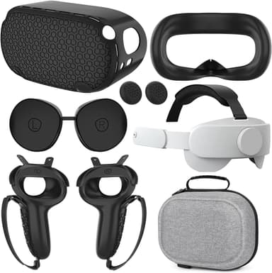Compatible with Quest 2 Accessories, for Quest 2 Head Strap, for Quest 2 case,VR Face Cover, VR Shell Cover, Controller Grips Cover, Protective Joystick Cover,VR Lens Cover Protector for Quest 2 - Image 2