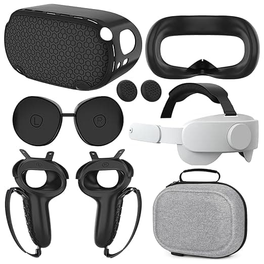 Compatible with Quest 2 Accessories, for Quest 2 Head Strap, for Quest 2 case,VR Face Cover, VR Shell Cover, Controller Grips Cover, Protective Joystick Cover,VR Lens Cover Protector for Quest 2 - Image 1