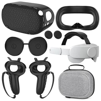 Compatible with Quest 2 Accessories, for Quest 2 Head Strap, for Quest 2 case,VR Face Cover, VR Shell Cover, Controller Grips Cover, Protective Joystick Cover,VR Lens Cover Protector for Quest 2 - Image 1