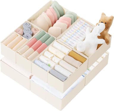 Criusia Drawer Organizer Clothes, 10 Pack Dresser Organizer for Baby Clothes, Underwear, Sock- Foldable Closet Organization and Storage Dividers Bins for Nursery, Bedroom (Beige - Image 2
