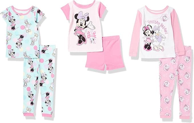 Disney unisex-child 6-piece Snug-fit Cotton Pajama Set, Soft & Cute for Kids - Image 1