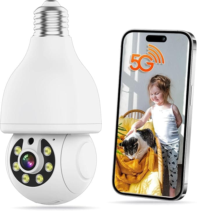 E27 Light Bulb Security Camera Outdoor - 3MP FHD Wireless Home Baby Monitor, WiFi Indoor Garage Surveillance with Night Vision, 2-Way Audio, PIR Mothion Detection and Alerts, Compatible with Alexa - Image 1