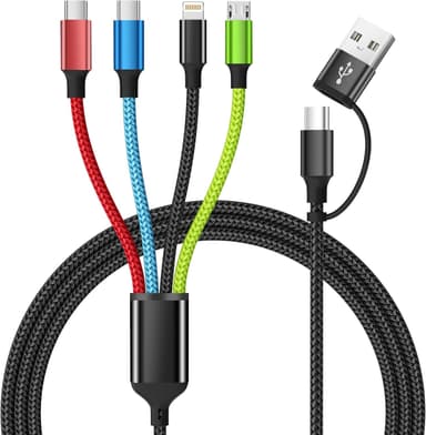 Travel 4 in 2 Multi Charging Cable with Dual Type-C, USB A/USB C Chargers for Multiple Devices, Multiple Charger Cord Compatible with Most Cell Phones/Tablets and More (1Pack, 5FT - Image 2
