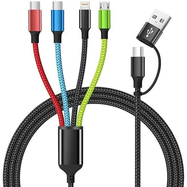 Travel 4 in 2 Multi Charging Cable with Dual Type-C, USB A/USB C Chargers for Multiple Devices, Multiple Charger Cord Compatible with Most Cell Phones/Tablets and More (1Pack, 5FT - Image 1