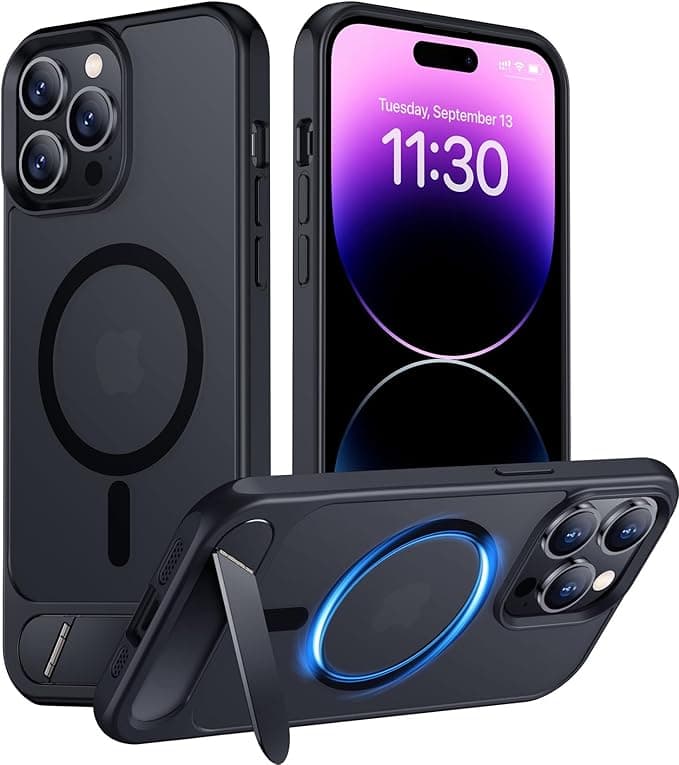 Temdan Magnetic Compatible with iPhone 14 Pro Max Case, [Built-in Invisible Kickstand][Compatible with MagSafe] [Military Grade Shockproof] Slim Translucent Matte Phone Case for iPhone 14 Pro Max 6.7" - Image 1