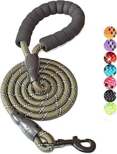 BAAPET 2/4/5/6 FT Dog Leash with Comfortable Padded Handle and Highly Reflective Threads for Small Medium and Large Dogs (5FT-1/2'', Olive Green - Image 1