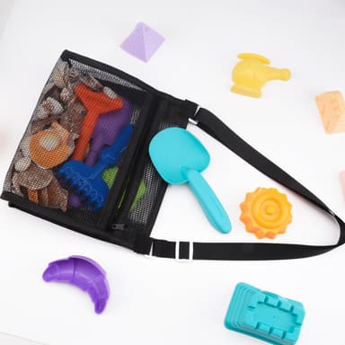 Beach Mesh Shovel with Mesh Shell Bags, Kids Filter Sand Scooper for Picking Up Shells,Shark Tooth Sifter Dipper for Boys and Girls,Beach Toys Accessories (Sapphire Blue+Black - Image 4