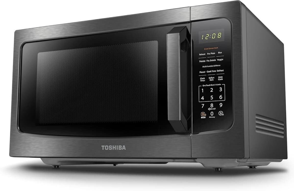 TOSHIBA ML-EM45P(BS) Countertop Microwave Oven with Smart Sensor and Position Memory Turntable, Function, 1.6 Cu.ft 13.6" Removable Black Stainless Steel, 1200W - Image 1