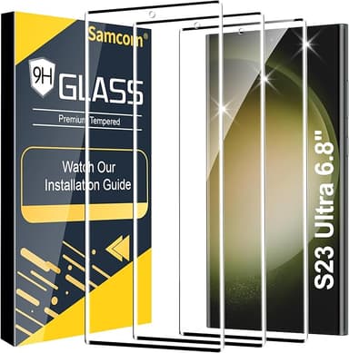 3 Pack Galaxy S23 Ultra Screen Protector, HD Clear Tempered Glass, Fingerprint Unlock, 3D Curved, Scratch Resistant, No Bubble for Samsung Galaxy S23 Ultra 5G Glass Screen Protector - Image 1