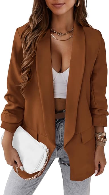 KIRUNDO Blazers for Women Oversized Business Casual 2026 Spring Fall Fashion Long Sleeve Open Front Work Office Suit Jackets - Image 2