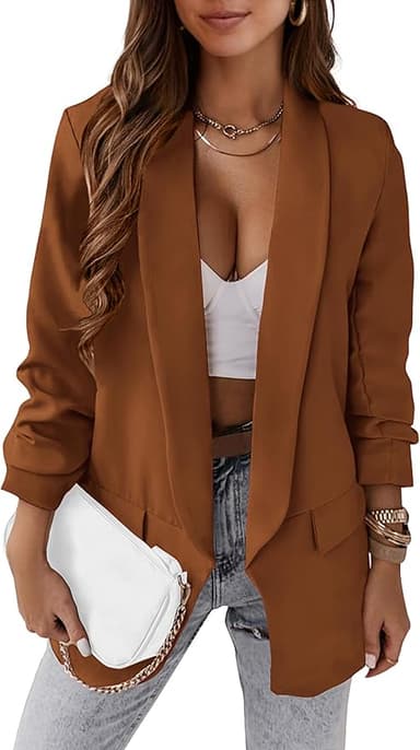 KIRUNDO Blazers for Women Oversized Business Casual 2026 Spring Fall Fashion Long Sleeve Open Front Work Office Suit Jackets - Image 1