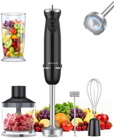 Immersion Blender Handheld Hand Blender, 1000W 5 in 1 Hand Mixer Stick, BPA-Free 12 Speed Handheld Blender 304 Stainless, Mixing Beaker, Chopper, Whisk, Milk Frother, Soup, Smoothies, Baby Food, Sauce - Image 2