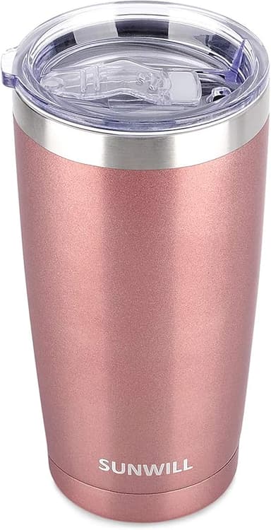 SUNWILL Travel Coffee Tumbler 20 oz, Insulated Mug with Lid, Stainless Steel Cup for Hot and Cold Drinks, Rose Gold - Image 1