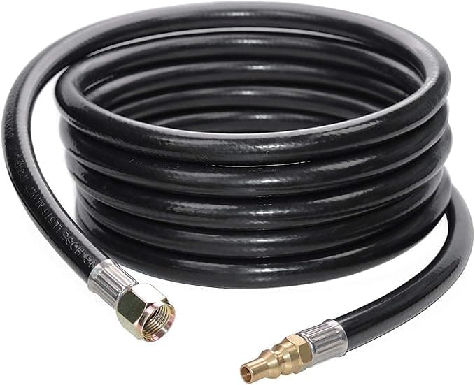 DOZYANT 12 FT RV Propane Quick Connect Hose for RV to Grill, BBQ Quick Release LP Gas Line for Camp Chef Stove, Pit Boss Burner - 3/8 Female Flare Fitting x 1/4 Full Flow Male Plug - Image 1