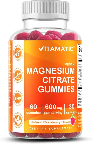 Vitamatic Magnesium Gummies 600mg per Serving – 60 Vegan Count for Relaxation, Muscle, Bone, and Energy Support - Image 2