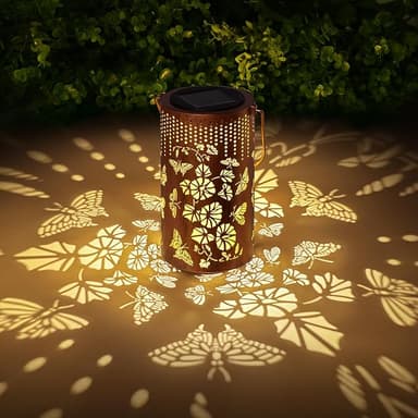 Solar Lanterns Outdoor Waterproof Butterfly Garden Decorations Gifts for Women Gifts for Mom Grandma Birthday Gifts Hanging Solar Lanterns Outdoor for Patio Decoration, Deck, Lawn, Passageway - Image 1