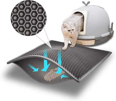Pieviev Cat Litter Mat Double Layer Waterproof Urine Proof Trapping Mat 1 Pack (Gray, 24x15 Inch (Pack of 1 - Image 1