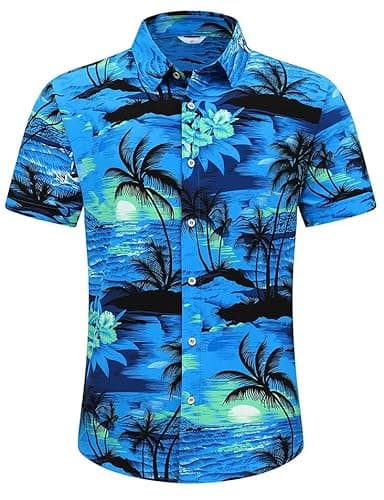 Men's Hawaiian Shirt Tops Vintage Short Sleeve Button Down Beach Shirt Male Tropical Floral Summer Pullover Party Holiday - Image 1