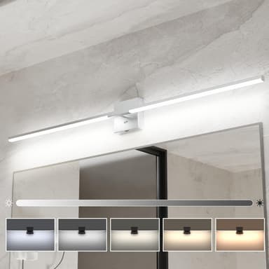 Ensenior Modern Bathroom Vanity Light 48 Inch, Built-in Dimmer, 28W Dimmable 5CCT LED Light Fixture Over Mirror, Baked-on Matte Grey Vanity Lights for Mirror Cabinets Bedroom - FCC & ETL Certificated - Image 2