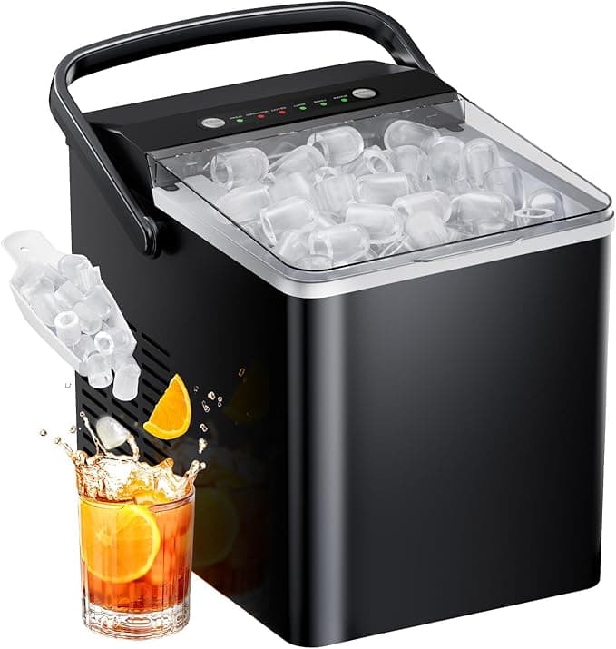 Ice Makers Countertop, Ice Maker with Self-Cleaning 1.8L Water Tank Large Ice Basket, Portable Ice Machine Produces 9 Ice Cubes in Just 6 Minutes Ideal for Home Kitchens and RVs - Image 1