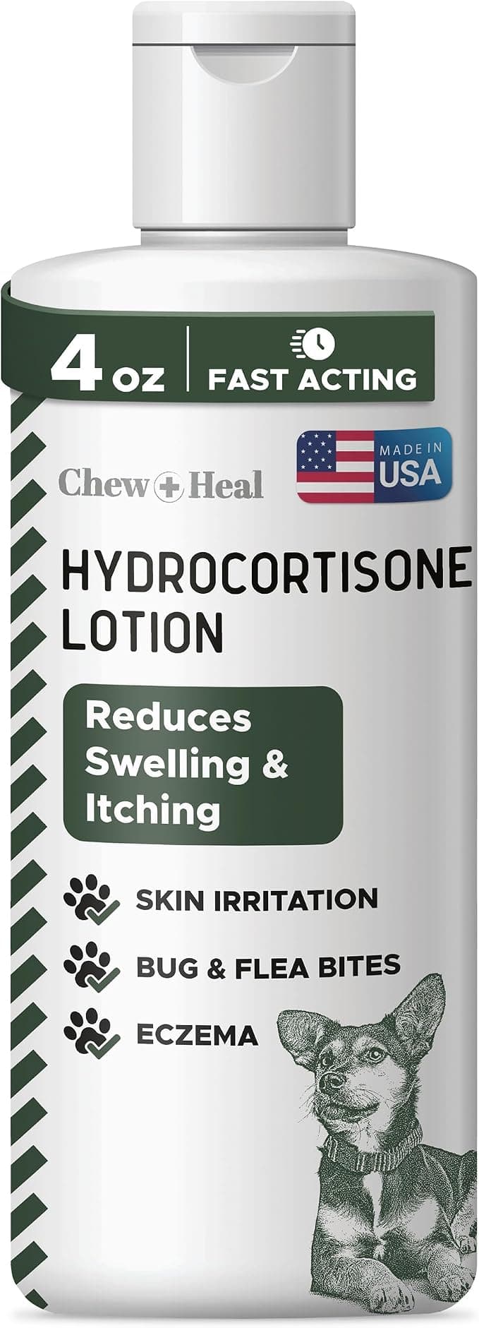 Chew + Heal Labs Hydrocortisone Lotion for Dogs - 4 oz Anti Itch Cream for Irritated Skin, Flea Bites, Itching, and More - Made in The USA - Image 1