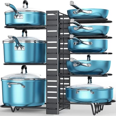 ORDORA Pots and Pans Organizer for Cabinet 16.61 Height, 8 Tier Pot Organizers Rack with 3 DIY Methods, Adjustable Pan Organizer under Cabinet Kitchen Organization and Storage - Image 2