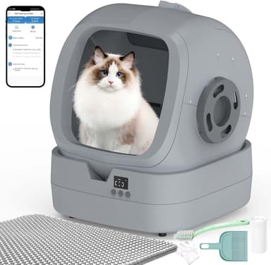 Automatic Self-Cleaning Cat Litter Box with APP-Controlled, Weight Tracking – 86L Ultra-Quiet, Smart Health Monitor, and Safe Anti-Pinch Design (Assembly Required) -Mid Grey - Image 2