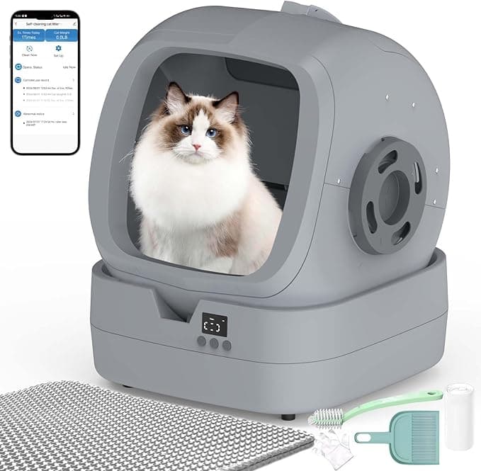 Automatic Self-Cleaning Cat Litter Box with APP-Controlled, Weight Tracking – 86L Ultra-Quiet, Smart Health Monitor, and Safe Anti-Pinch Design (Assembly Required) -Mid Grey - Image 1