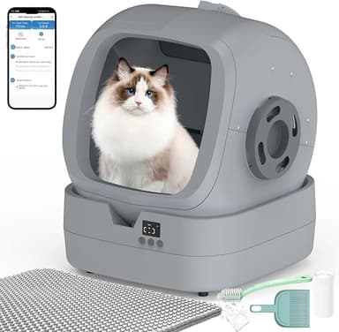Automatic Self-Cleaning Cat Litter Box with APP-Controlled, Weight Tracking – 86L Ultra-Quiet, Smart Health Monitor, and Safe Anti-Pinch Design (Assembly Required) -Mid Grey - Image 1