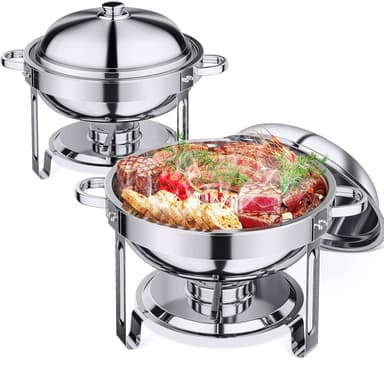 5.5QT Chafing Dishes for Buffet 2 Pack, Chafing Dish Buffet Set with Lid, Stainless Steel Buffet Servers and Warmers for Party Wedding Family Gathering - Image 2