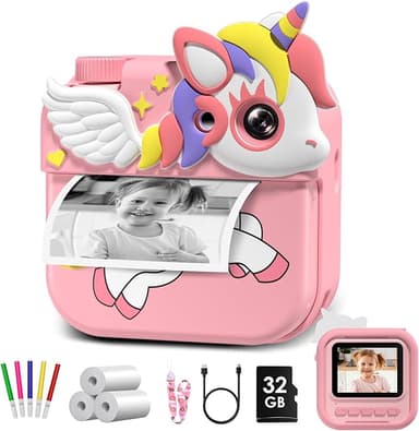 Kids Camera Instant Print Photo,1080P HD Kids Video Cameras,Birthday Gifts for Girls Boys Age 3-12,Digital Camera for 3 4 5 6 7 8 9 10 11 12 Year Old Girl Gifts Toys Light Pink - Image 1