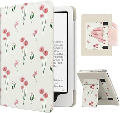 MoKo Case for 7"/6.8" Kindle Paperwhite(12th/11th Gen-2024/2021) and Kindle Colorsoft Signature Edition, Slim PU Shell Cover Case with Auto-Wake/Sleep for Kindle Paperwhite 2024, Pink Little Flowers - Image 1