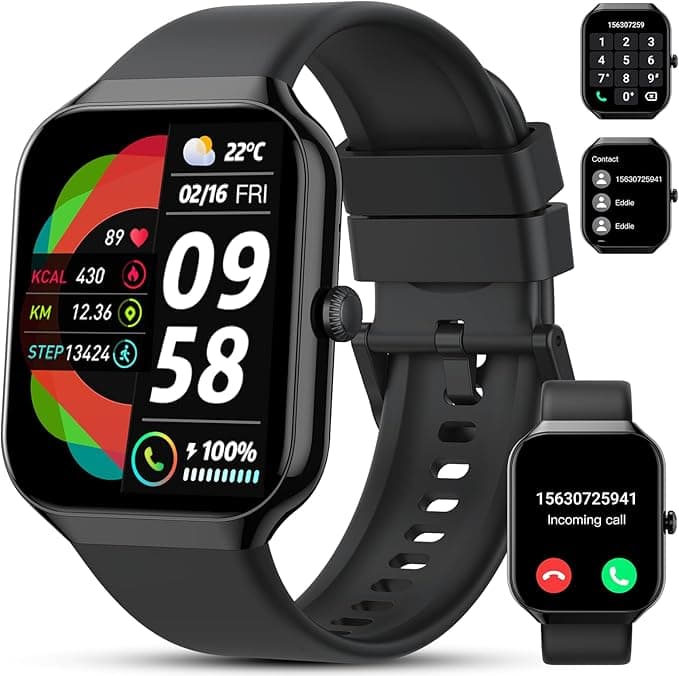 Smart Watch(Answer/Make Call), 1.96" HD Smartwatch for Men Women, 2025 Fitness Watch with 110+ Sport Modes/Heart Rate/Sleep Monitor/Pedometer, IP68 Waterproof Fitness Activity Tracker for Android iOS - Image 1