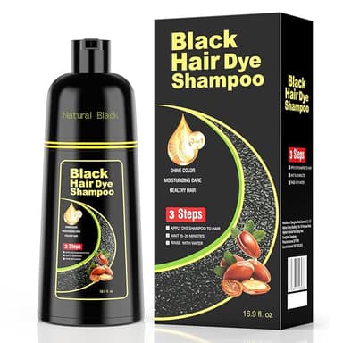KAISASA Black Hair Dye Shampoo 3 in 1，Argan Natural Herbal Formula Hair Color Shampoo Covers Gray Hair for Women and Men (16.9 fl.oz Black - Image 1