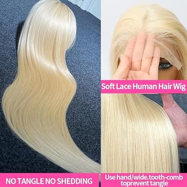 MYDIVA 613 13x6 Lace Front Wig Human Hair 30 inch Straight Blonde Wig Human Hair 180% Density 613 HD Lace Frontal Wig Blonde Lace Front Wigs Human Hair Pre Plucked with Baby Hair - Image 6