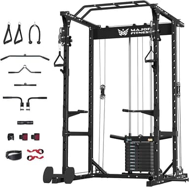 MAJOR FITNESS Drone1 Power Cage - Multi-Function Power Rack for Home Gym, Squat Rack, Cable Crossover System, for Strength Training, Heavy-Duty Steel Construction - Image 1