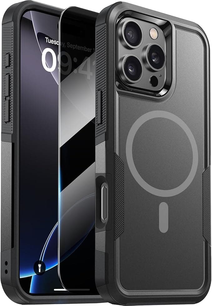 Diaclara Designed for iPhone 16 Pro Max Case, [with Privacy Screen Protector] [Anti Spy] [Military Grade Drop Protection] Heavy Duty Full-Body Shockproof Phone Case, Magnetic Black - Image 1