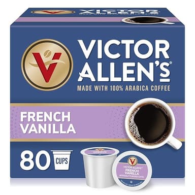 Victor Allen's Coffee French Vanilla Flavored, Medium Roast, 80 Count, Single Serve Coffee Pods for Keurig K-Cup Brewers - Image 1
