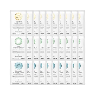 #OOTD Hydrating Soothing Sheet Masks Gift Set for Skincare, Korean Vegan Sheet Mask for Dry, Sensitive Skin, Calming, Smoothing, Brightening, Collagen, Ceramide, Cica, Hyaluronic Acid 30EA - Image 1