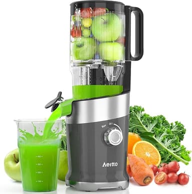 Aeitto Cold Press Juicer with 4.9" Large Feed Chute, Fits Whole Vegetables and Fruits, Professional Juice Maker,Grey - Image 1