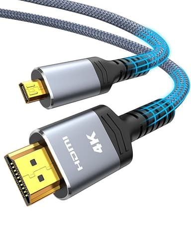 Highwings 4K Micro HDMI to HDMI Cable 10 FT, 4K@60Hz, Micro HDMI Cord HDR Compatible for DSLR Camera, Raspberry Pi, GoPro Hero to TV, Laptop, Computer, Monitor, for Video, Audio, Image, Streaming - Image 1