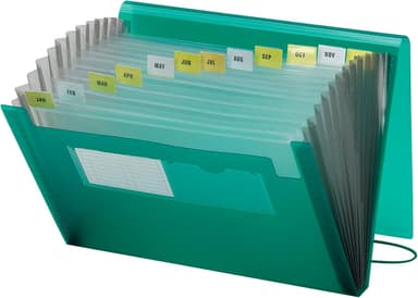 Smead Poly Expanding File, 12 Pockets, Flap and Cord Closure, Letter Size, Green (70878 - Image 2