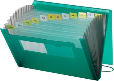 Smead Poly Expanding File, 12 Pockets, Flap and Cord Closure, Letter Size, Green (70878 - Image 1